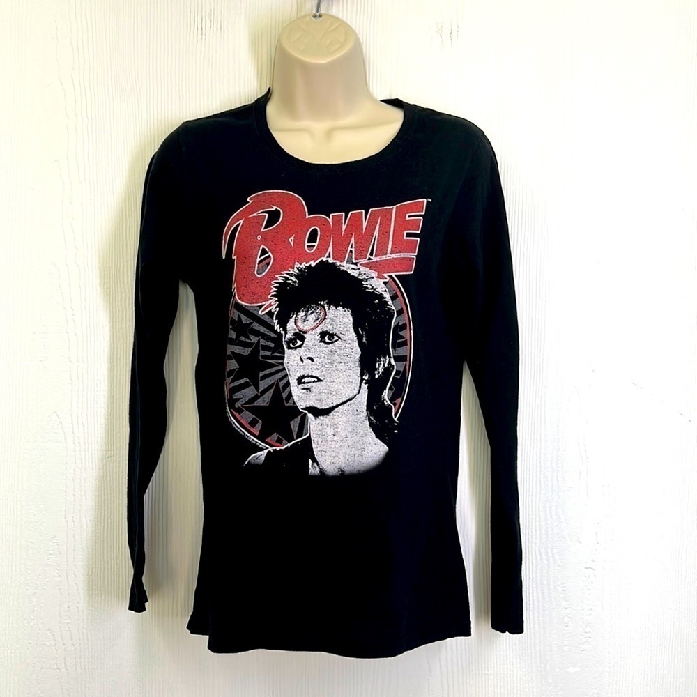 Gildan - David Bowie Graphic Bowie Logo Long Sleeve T Shirt Size Small